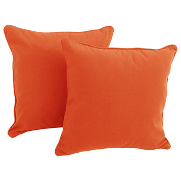 18" Double-Corded Solid Twill Square Throw Pillows, Set of 2, Tangerine Dream