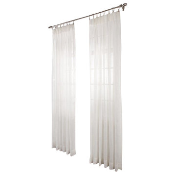 Splendor Batiste Curtains Pinch Pleated Sheer Draperies, White, 144"x84"