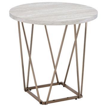 Rowyn Faux Marble Top End Table