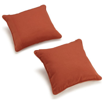 18" Double-Corded Solid Twill Square Throw Pillows With Inserts, Set of 2, Spice