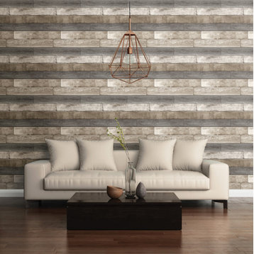 Weathered Plank Gray Wood Texture Wallpaper, Bolt