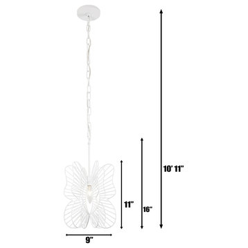 Varaluz 330M01 Monarch Butterfly 9"W Decorative Single Pendant - White