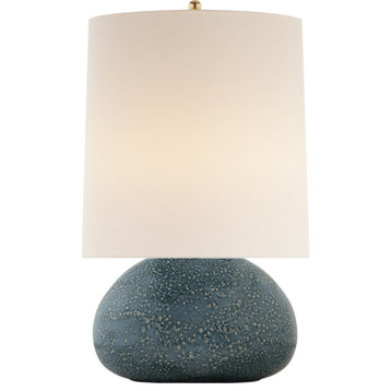 Sumava Table Lamp, 1-Light, Blue Lagoon, Linen Oval Shade, 26.5"H