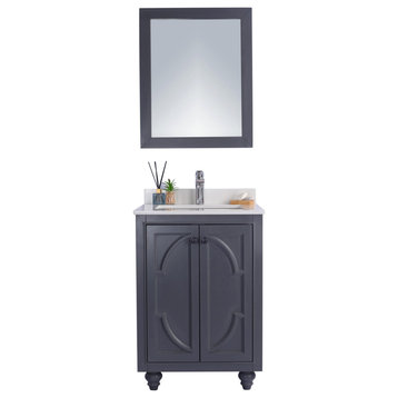 Odyssey, 24" Maple Gray Cabinet With White Quartz Countertop