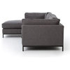 Percy Left Arm Chaise 2pc Sectional, Charcoal Gray