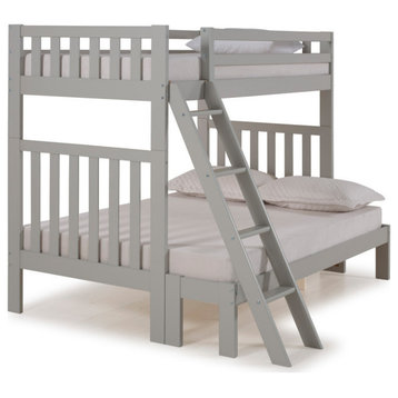 Aurora Twin Over Full Wood Bunk Bed, Dove Gray
