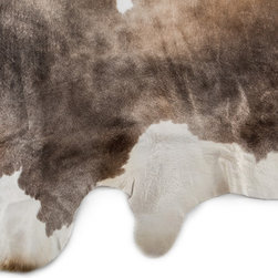 Luxury Natural Cowhide Area Rug,Handmade,Gray-Brown-Black, White, Large 7'7"x7'2 - Area Rugs