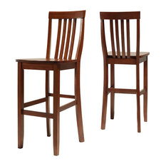 Crosley - School House Bar Stools, Cherry With 30" Seat Height, Set of 2 - Bar Stools and Counter Stools