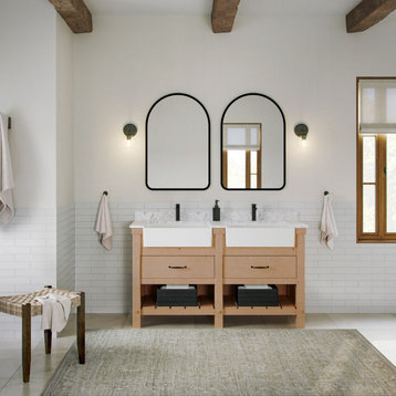 Bosque Bath Vanity, Driftwood, 60", Double Sink, Farmhouse, Freestanding