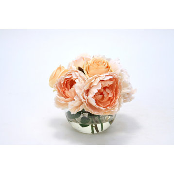 Waterlook® Champagne Peonies and Roses in Rose Bowl