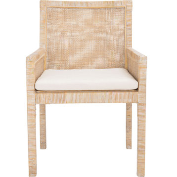 Sarai Accent Chair With Cushion Gray White Wash, White
