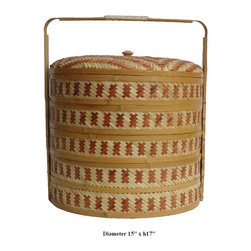 Chinese Handmade Brown Color Bamboo Strip Basket - Baskets