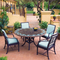 KNF Garden Designs - Iron Mosaic Patio Set - Outdoor Dining Sets