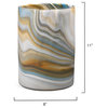 Elegant Agate Swirl Art Glass Decorative Vase Aqua Blue Grey Beige Organic 11"