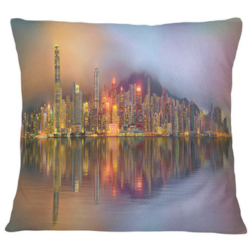 Singapore Financial District Island Cityscape Throw Pillow, 18"x18"