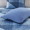 Intelligent Design Skyler Patchwork Printed Reversible Quilt Set, Blue