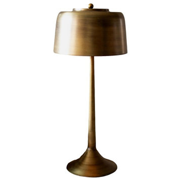 Elegant Vintage Style Brass Gold Library Table Lamp Metal Shade 23 in Minimalist