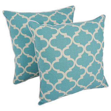 18" Corded Throw Pillows With Inserts, Blue, Set of 2