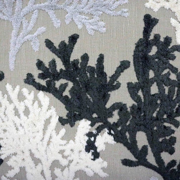 Reef Coral Pattern Cut Velvet Upholstery Fabric, Sharkskin