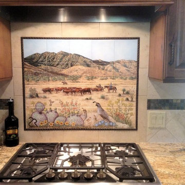 "Santa Rita Working Ranch" custom hand painted tile mural