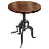 NACH Adjustable Crank Side Table, Mango Wood and Cast Iron