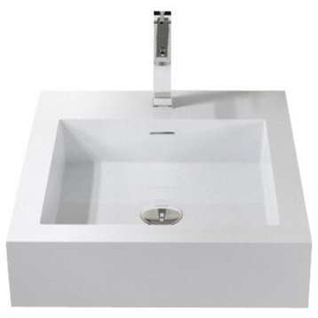 Badeloft Stone Resin Wall-mounted Sink, Matte White, Small
