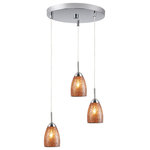 Woodbridge Lighting - Venezia Mini Pendant, Satin Nickel, Mosaic Amber, 3-Light, 11"D - The Venezia collection is a series of hanging lights featuring uniquely colored designer glass. With many color options to choose from, this transitional design can blend in many rooms with different colors and themes.