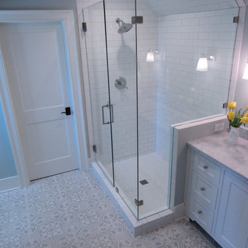Subway Tile Shower With Deco Bathroom Floors
