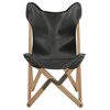 Marchesi Genuine Top Grain Leather Tripolina Sling Chair - Black Leather