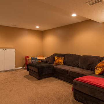 Finished basement with exercise area and small bath in Wexford, PA