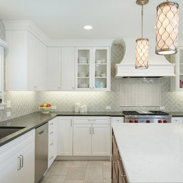 Kansas City Family's Transitional Kitchen and Accent Bathroom