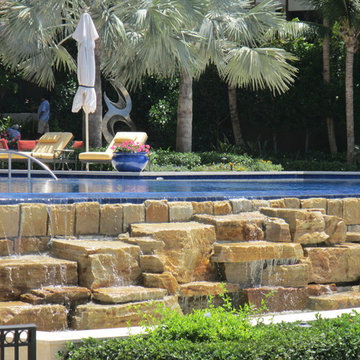 South Florida Pool Waterfall Infinity edge
