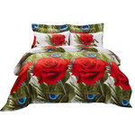 Dolce Mela - Duvet Cover Set, 6-Piece Fitted Sheet Bedding Set in Gift Pack, King - Bring a whole new look to your bedroom with this vibrant Romeo floral design.