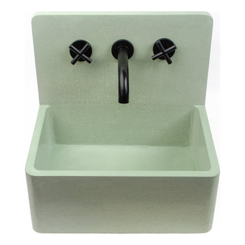 Handmade Concrete Mini Wall Mounted/Vessel Sink, Faucet Included, Pistachio