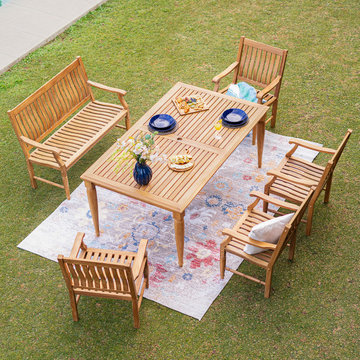 Livingston Teak Wood 6 Piece Outdoor Dining Set