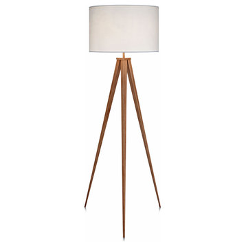 60" Tall Standing Tripod Floor Lamp, White