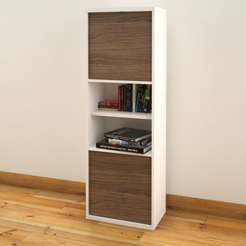 Nexera 210303 Liber-T Bookcase 2-Door White and Walnut