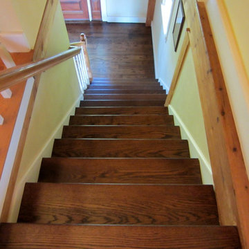 SAGAPONACK FARMHOUSE: WIDE PLANK RED OAK REVIVED - MED BROWN STAIN/TRAFFIC HD