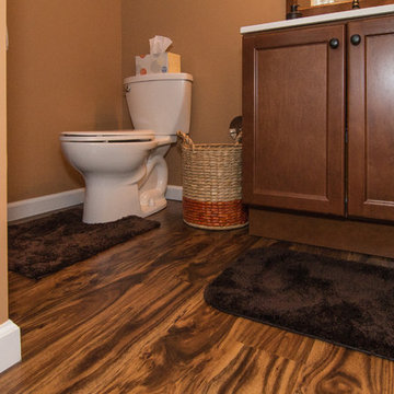 Finished basement with exercise area and small bath in Wexford, PA