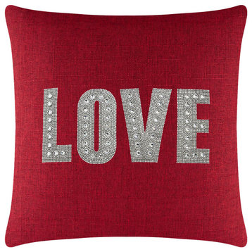 Sparkles Home Love Montaigne Pillow, Red, 16x16"