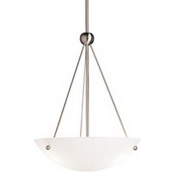 Brushed Nickel Fluorescent Chandelier With Satin Etched White Glass
