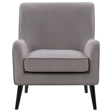 CorLiving Elwood Velvet Upholstered Modern Accent Chair, Grey