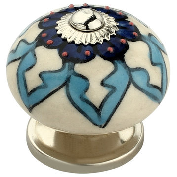 Ceramic Round 1-31/50'' Decorative Knob Multicolor Drawer Cabinet Knob 10-Pcs
