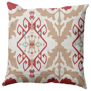 Bombay Medallion Decorative Throw Pillow, Ligonberry Red, 16"x16"