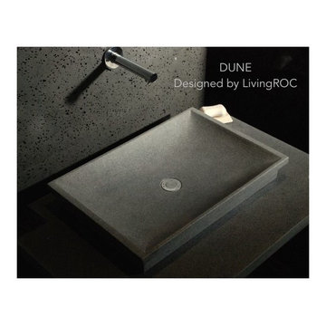 DUNE 23"x16" GRAY GRANITE BATHROOM VESSEL SINK
