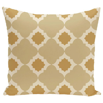 Medina Geometric Print Pillow, Gold, 20"x20"