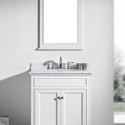 30 inch White Bathroom Vanity Set with White Carrera Marble Top - Bathroom Vanities And Sink Consoles
