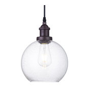 Industrial Vintage Seeded Glass Globe Pendant Light