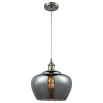 Innovations Lighting - 1-Light Large Fenton 11" Mini Pendant, Brushed Satin Nickel, Glass: Plated Smoke - A truly dynamic fixture, the Ballston fits seamlessly amidst most decor styles. Its sleek design and vast offering of finishes and shade options makes the Ballston an easy choice for all homes.