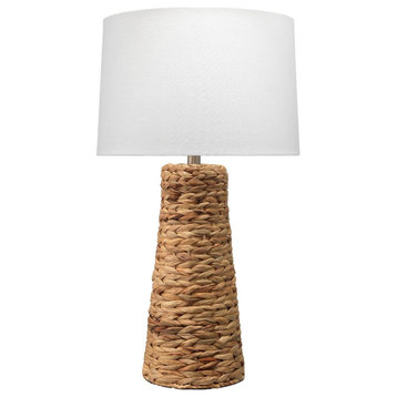 Natural Seagrass Rope Tapered Column Table Lamp 27 in Casual Coastal Tropical